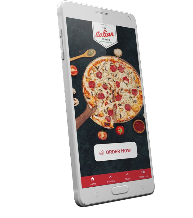 The Italian Corner Takeaway Perth app mockup